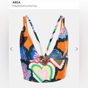 AREA Multicolor Patterned Heart Printed Bustier Top XS